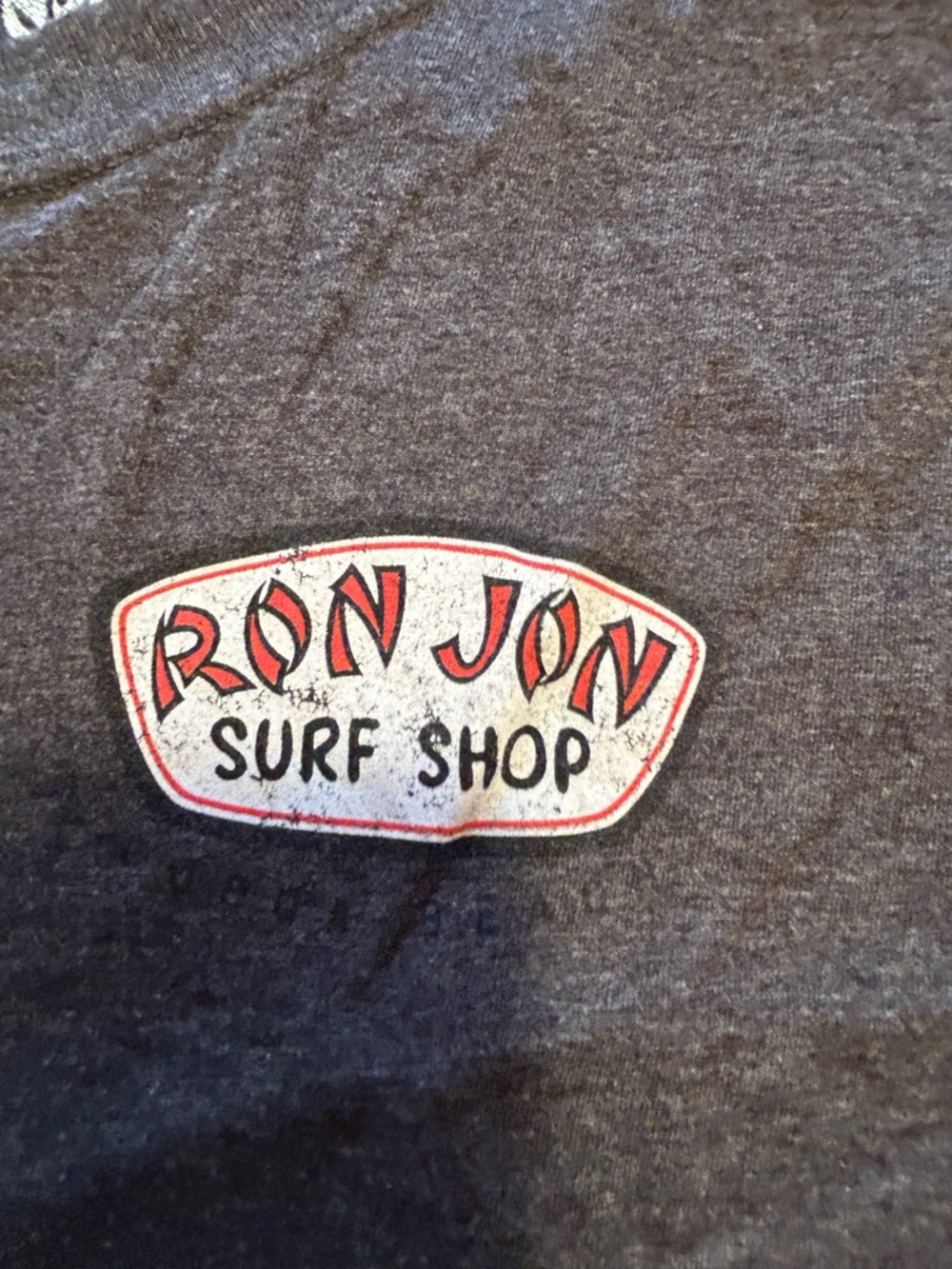 Ron Jon Charcoal Short Sleeve Tee with Red Logo